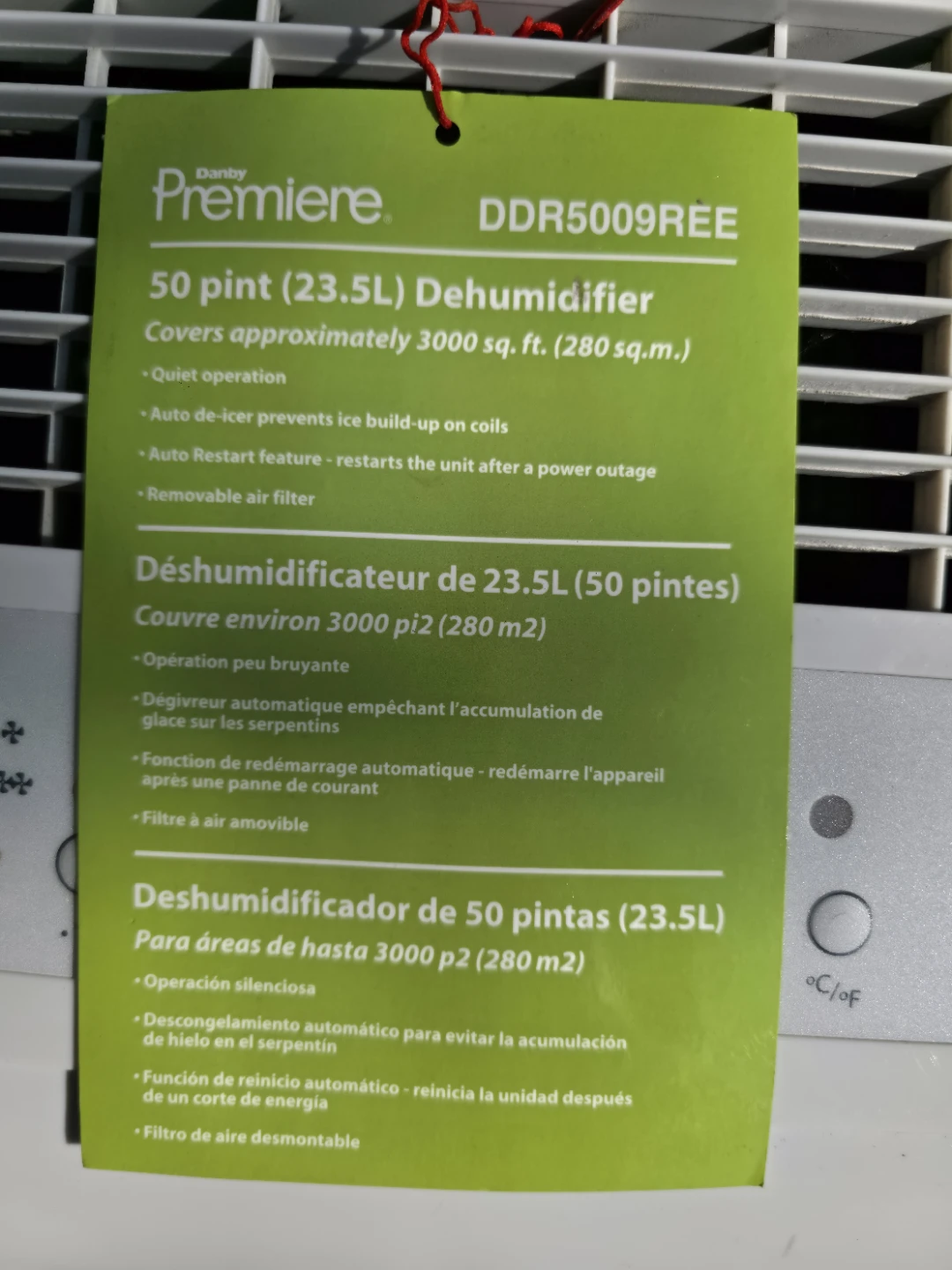 Danby Premiere 50 Pint Dehumidifier - photo 4