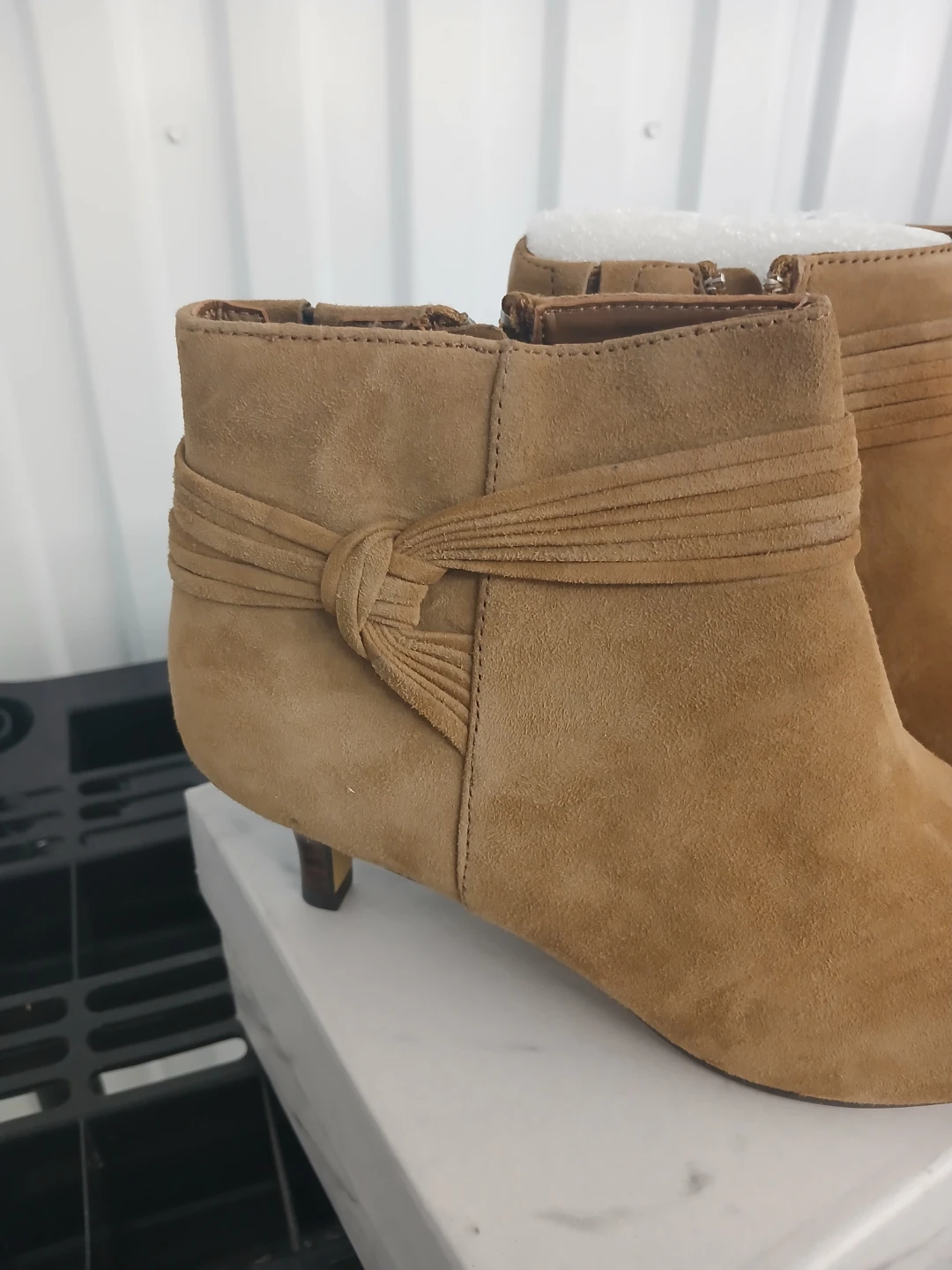 Tan Suede Kitten Heel Ankle Boots - photo 3