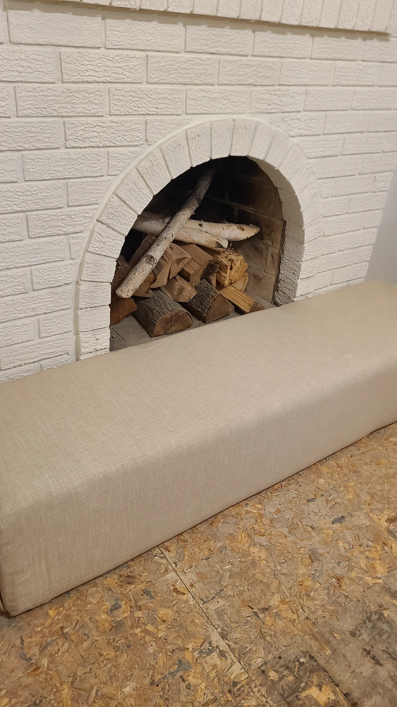 Custom Upholstered Fireplace Hearth Bench