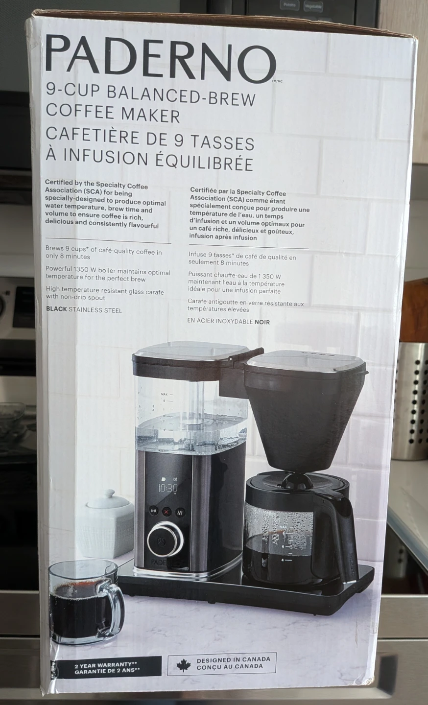 NEW. PADERNO 9-Cup Balanced-Brew Coffee Maker