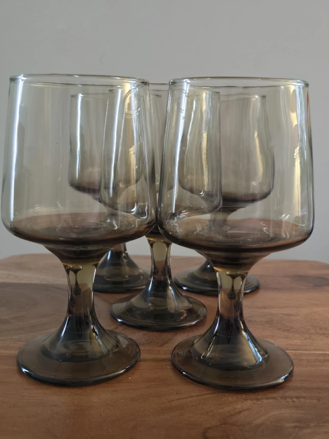 Set of 5 vintage Libbey Accent Tawny Brown goblets