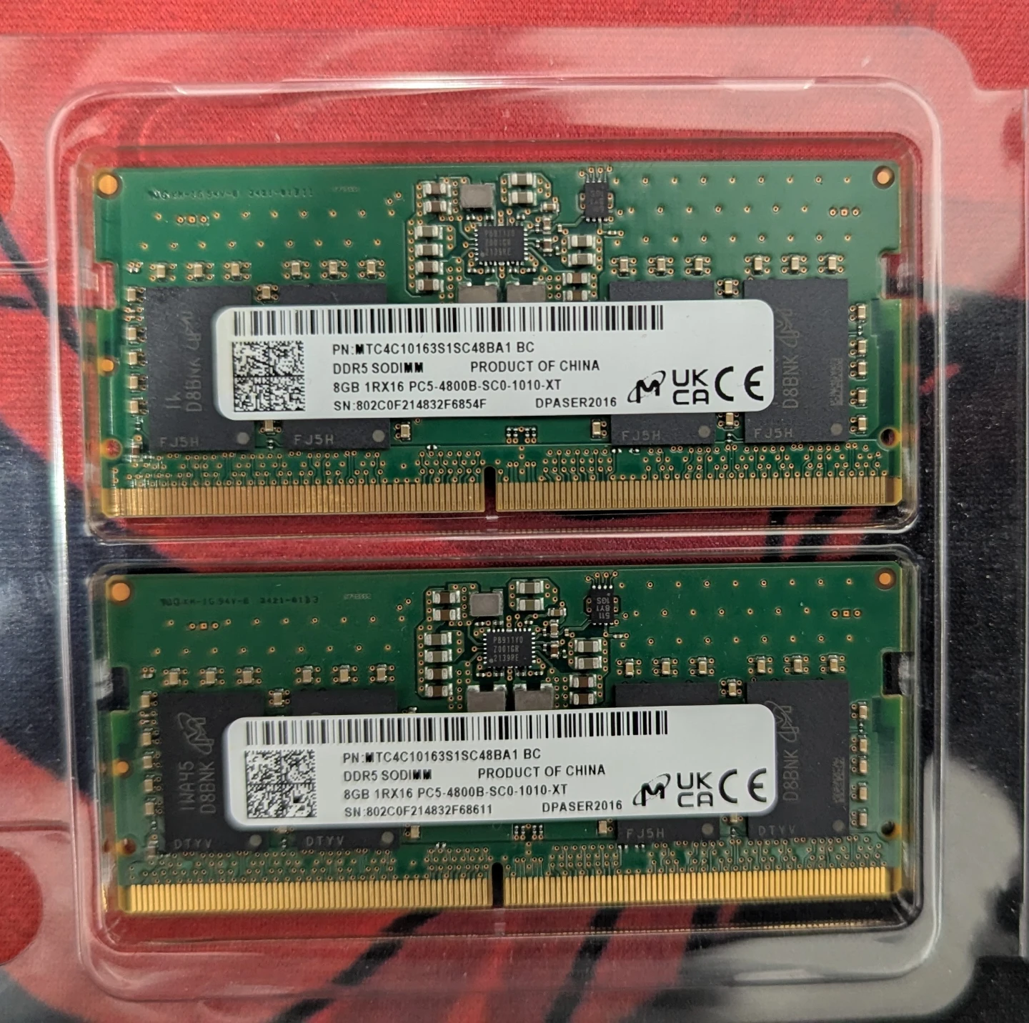 2x 8GB DDR5 SODIMM Laptop Memory Modules