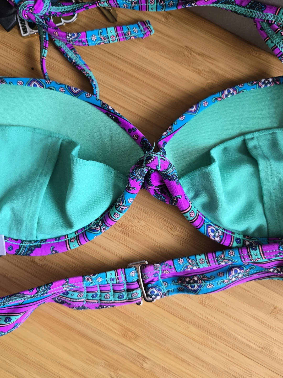 La Vie en Rose Aqua Halter Bikini Top - Size XS - photo 4