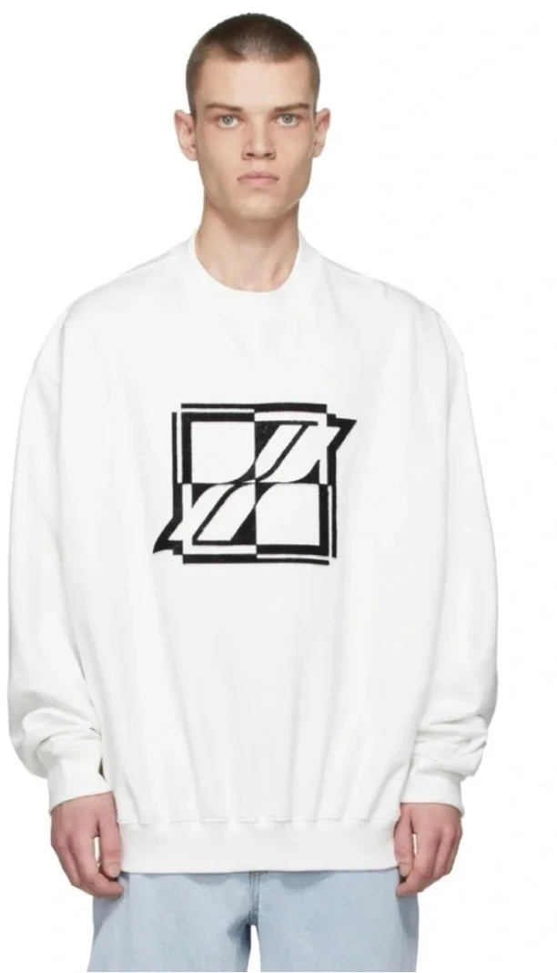 WE11DONE Unisex Oversized White Graphic Sweatshirt 🏆