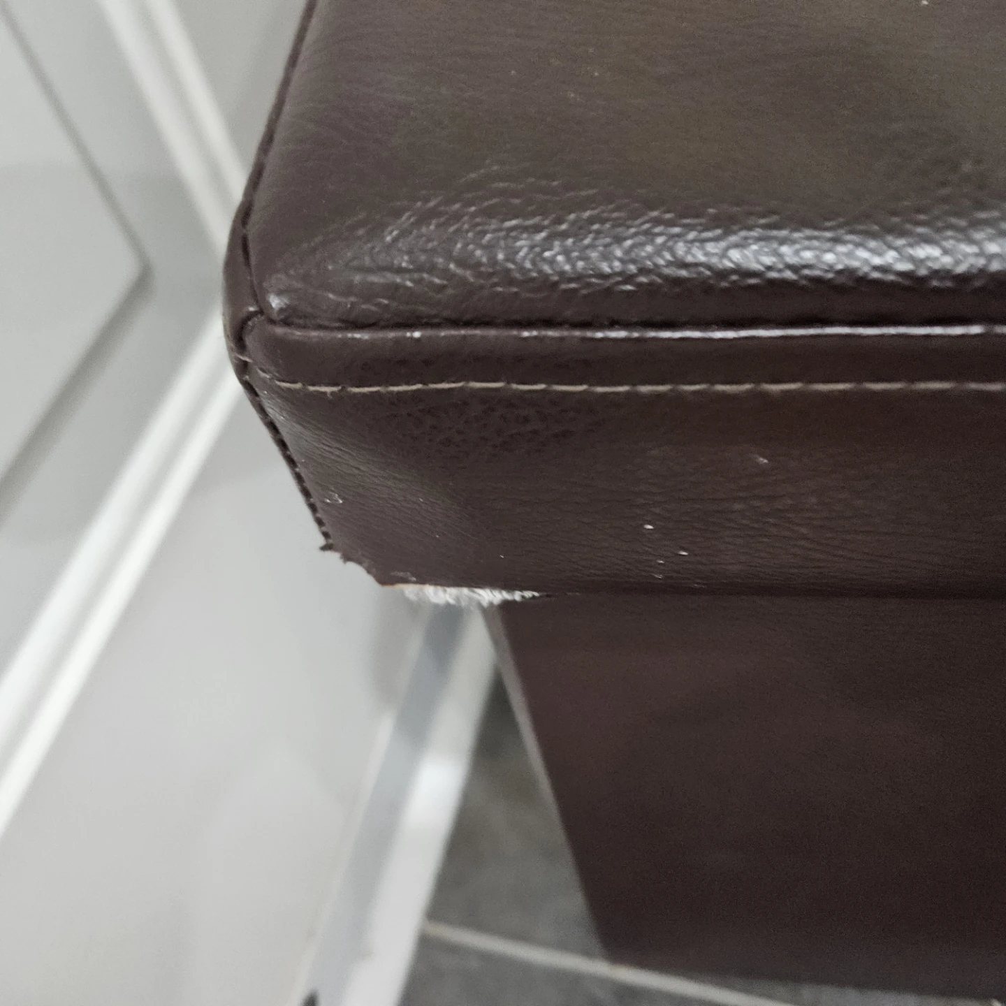 Dark Brown Faux Leather Storage Ottoman - photo 5