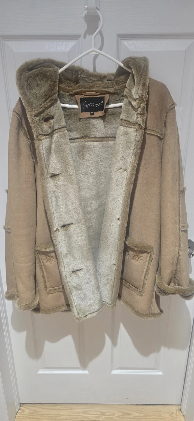 Cyclone Faux Suede Hooded Coat - Size XL - photo 2