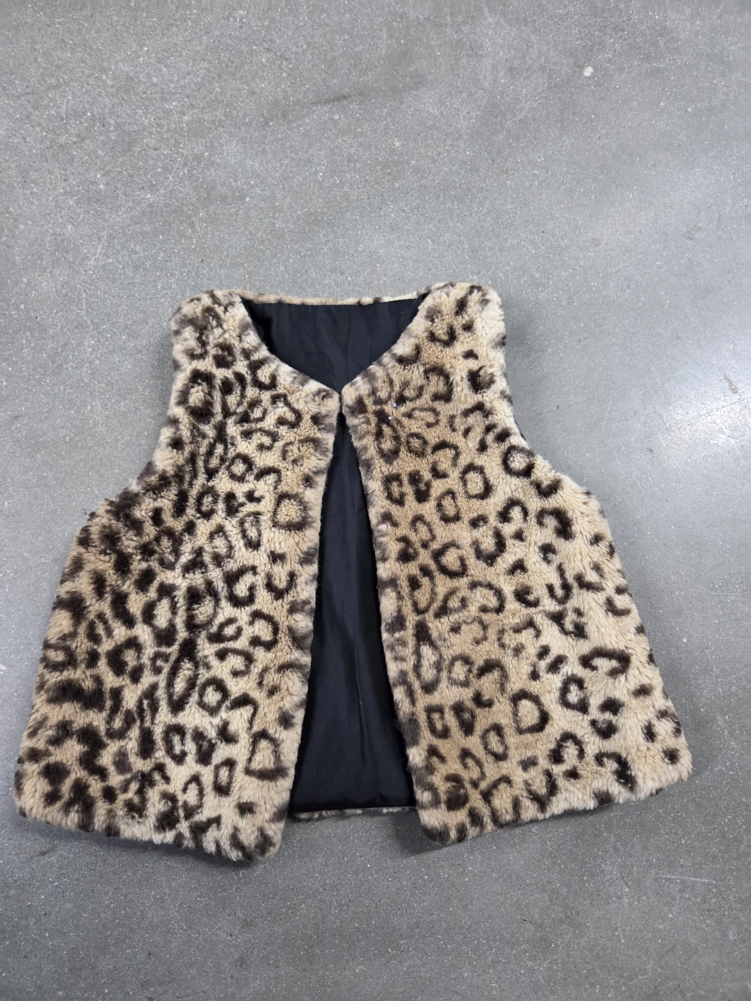 Girls Leopard Faux Fur Vest Size S 5/6