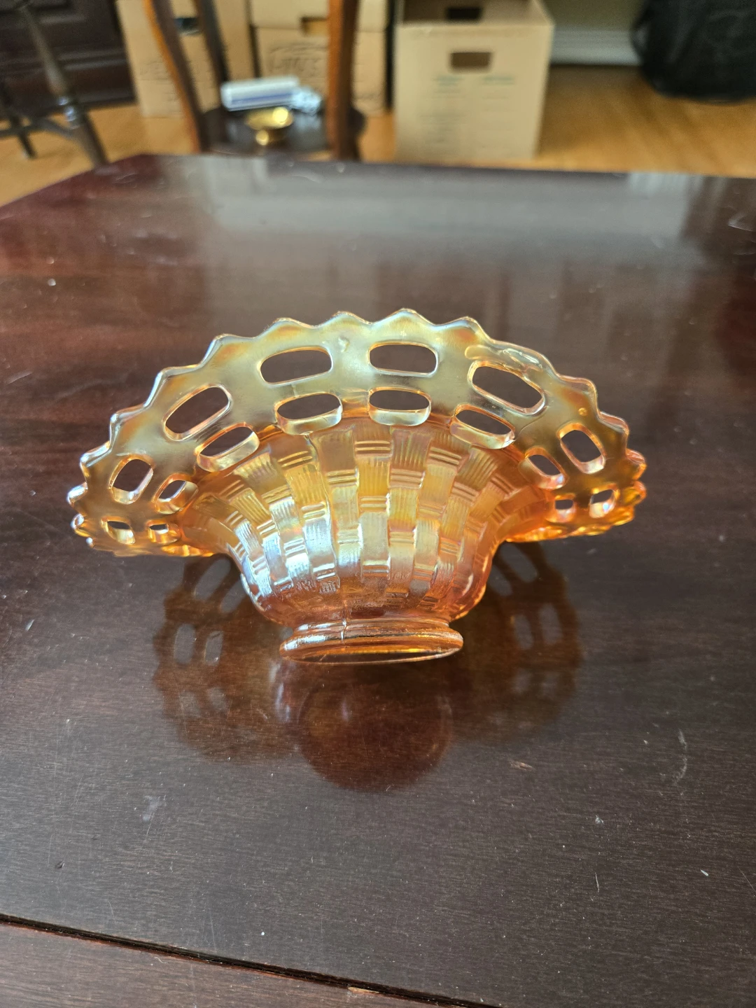 Glass Bowl - Marigold Orange Open Edge Basketweave - photo 2