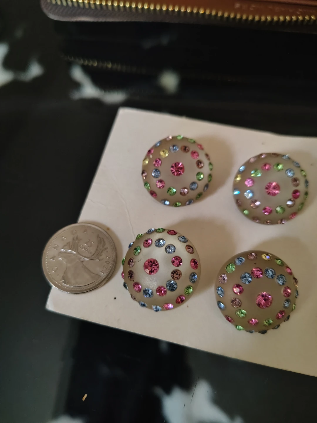 Vintage Lucite Dome Buttons w Rhinestones - photo 2