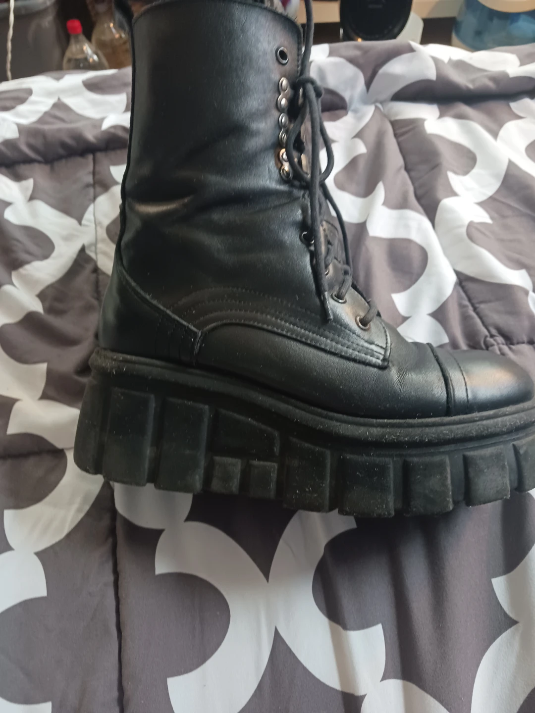 Black platform lace-up combat boots