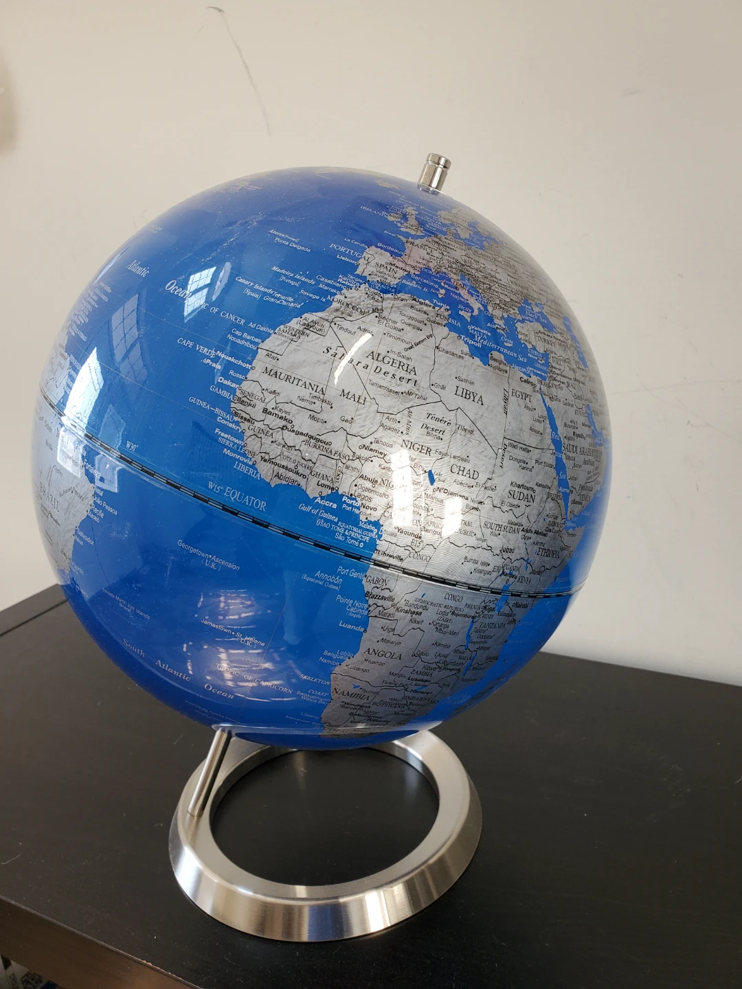 Blue and Silver Decorative World Globe