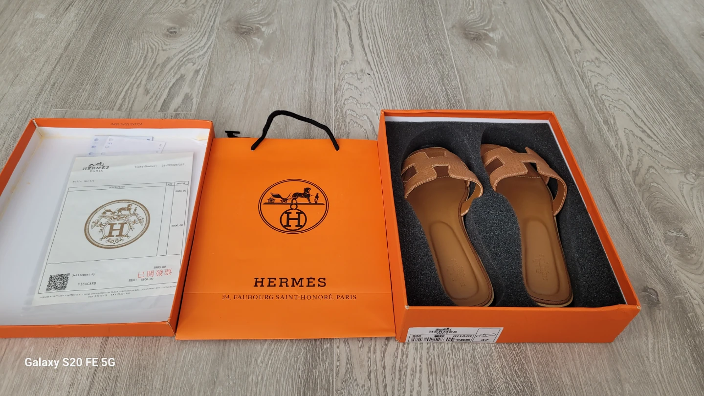 Hermes Oran Sandals Khaki Size 37 - photo 3