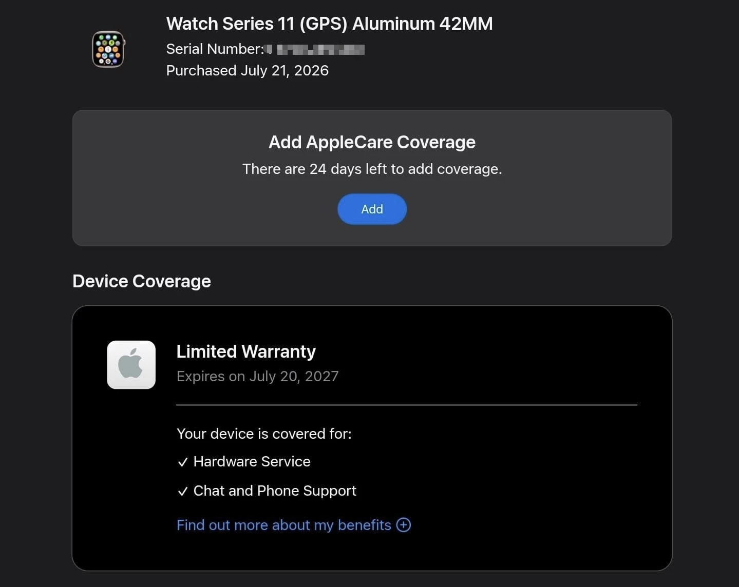 Apple Watch Series 11 GPS 42mm – Unused Apple Replacement