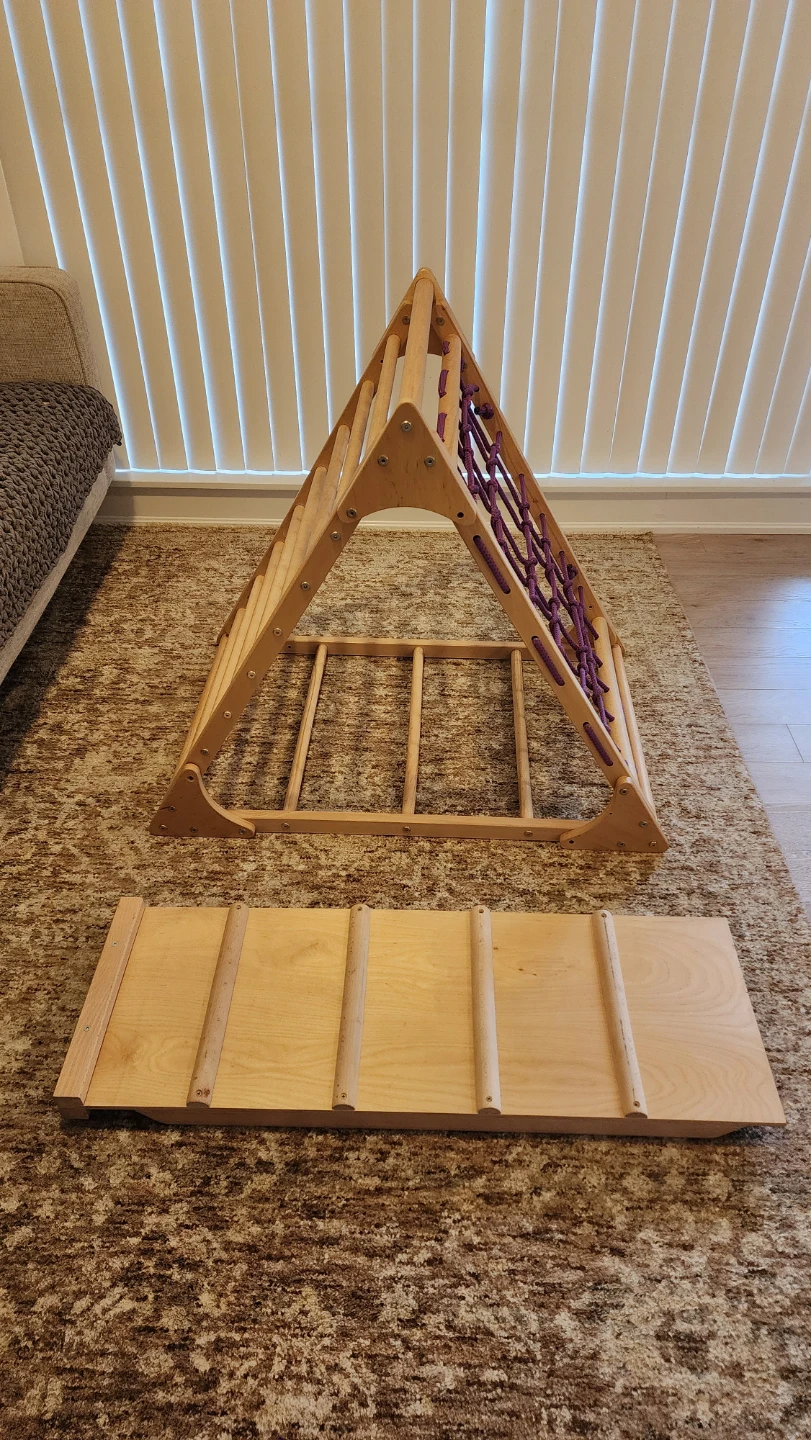 Wooden Pikler Triangle Climbing Frame with Ramp