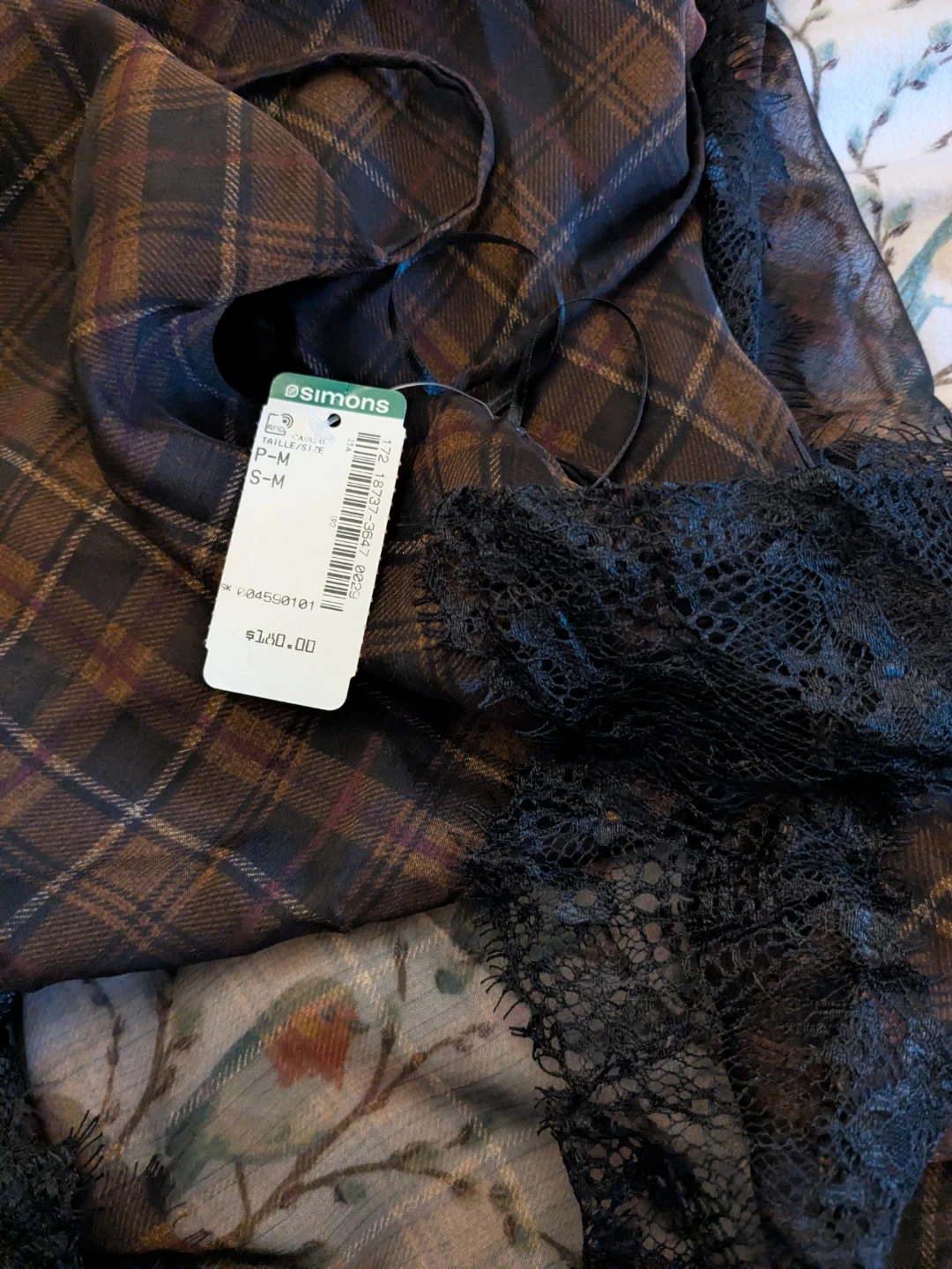 Simons Plaid Lace-Trim Slip Dress - photo 2