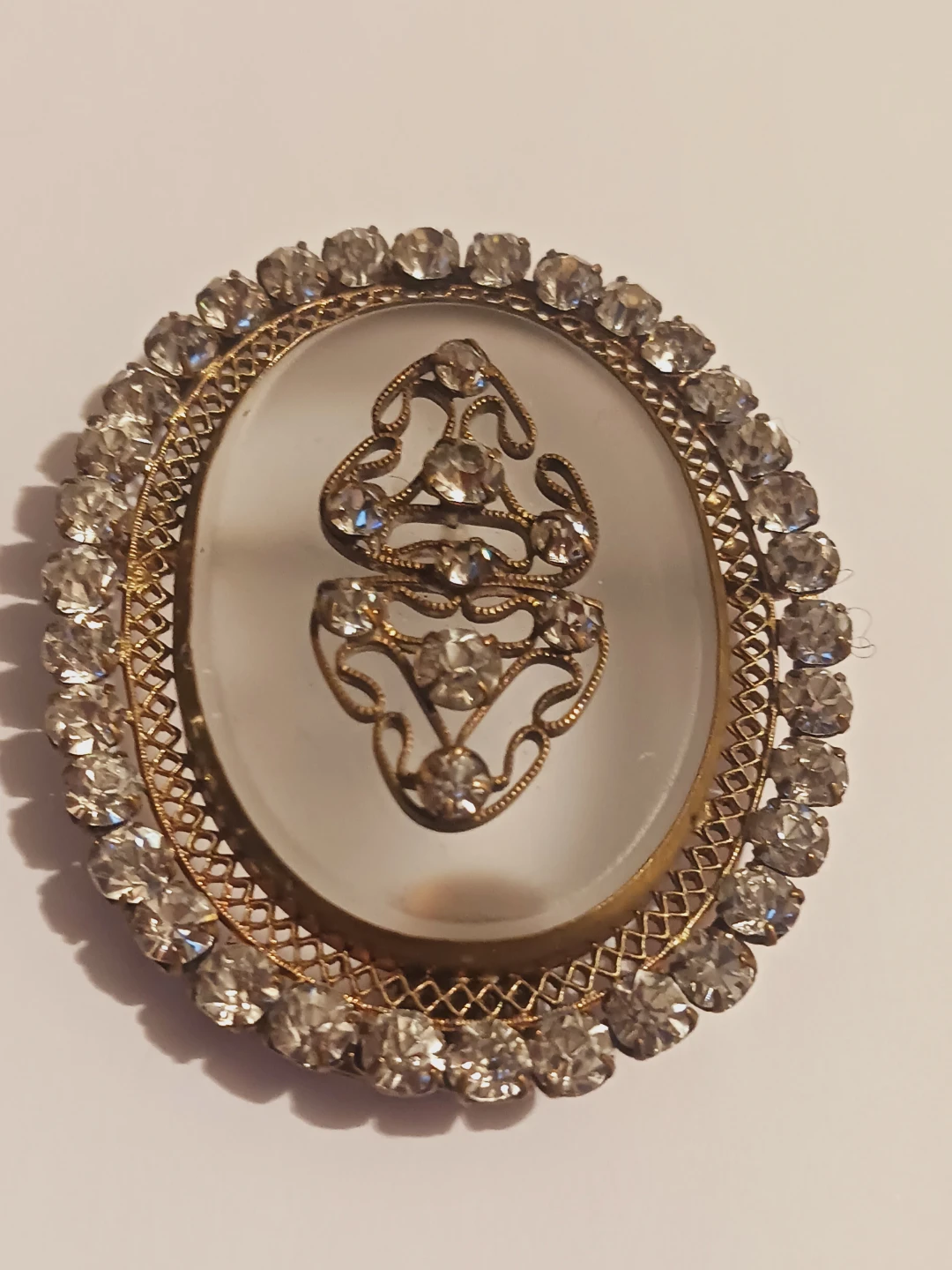 Gorgeous Antique Frosted Crystal Rhinestones Brooch - photo 3