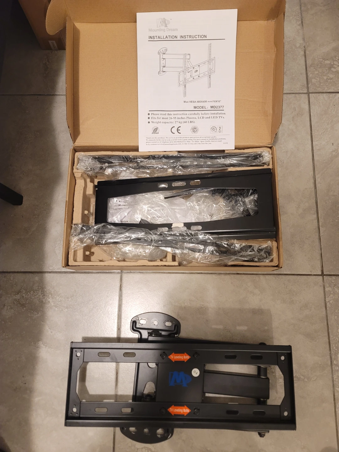 ×2 (two pieces) Mounting Dream Full-Motion TV Wall Mount MD2377 - photo 2
