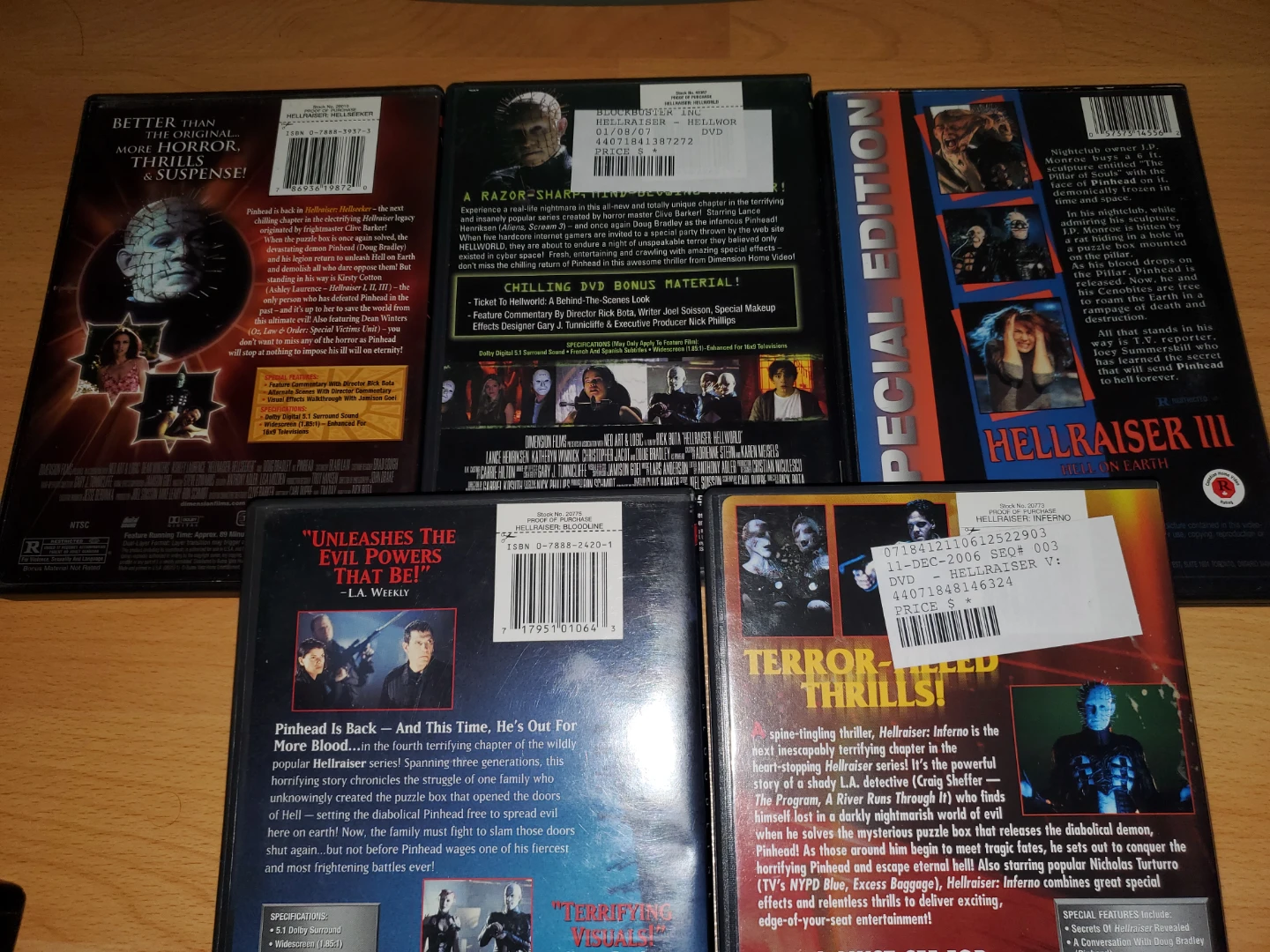 Set of 5 Hellraiser DVD movies - photo 5