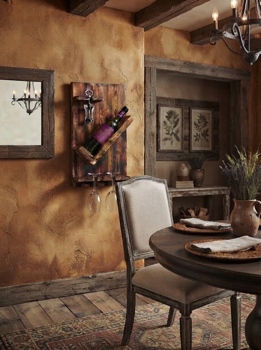 Rustic Wall-Mounted Wine Rack