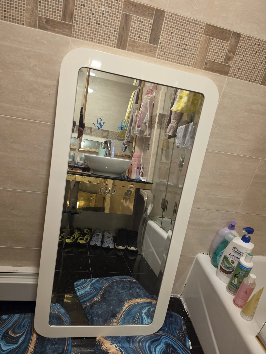 White Framed Full-Length Mirror - photo 2