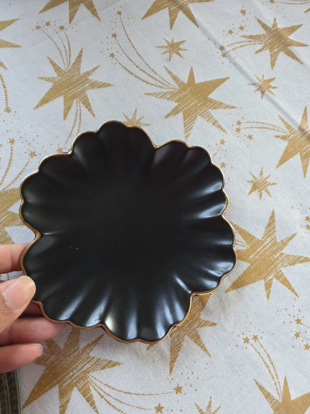 Black Floral Ceramic Trinket Dish - photo 3