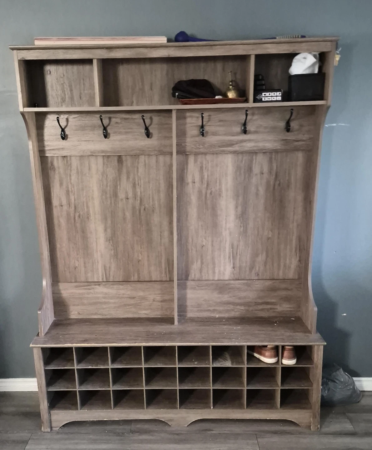 Rustic Hall Tree with Shoe Storage