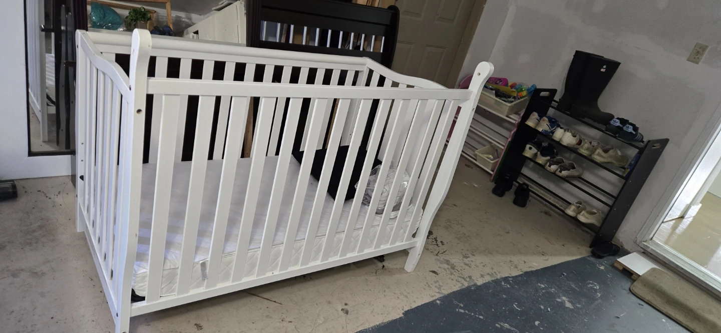 White Wooden Baby Crib