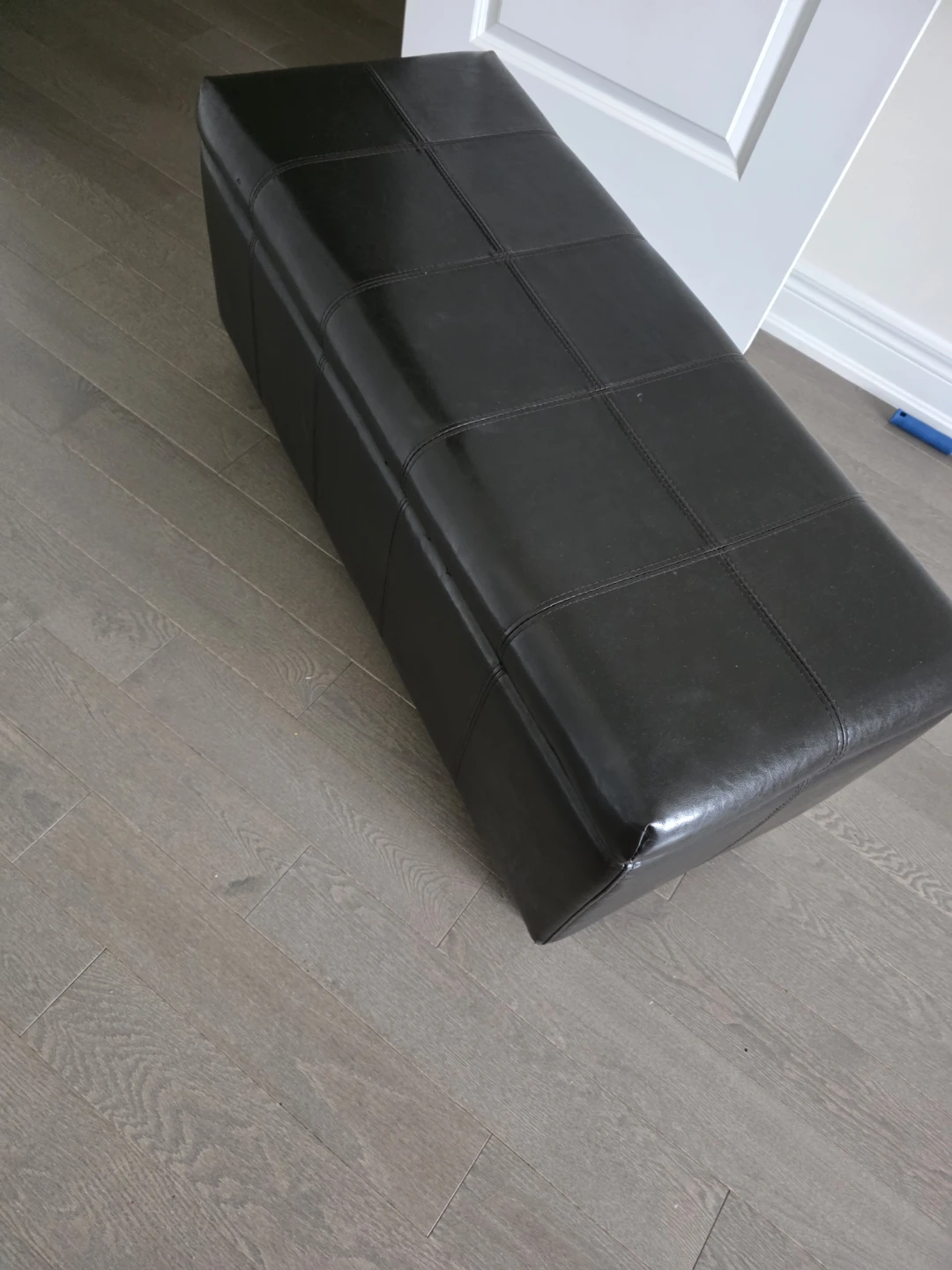 Brown Leather Storage Ottoman Bench
