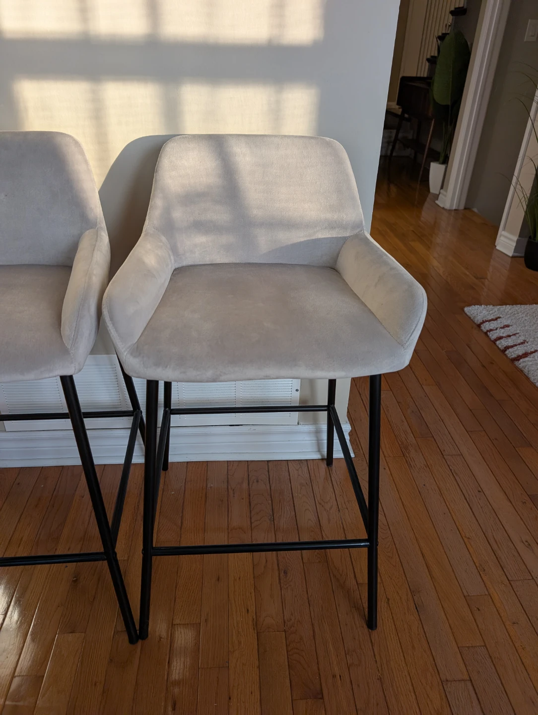 Pair of Grey Velvet Counter Stools, Hoft Home Sede - photo 4