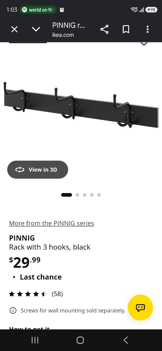 IKEA PINNIG rack with 3 hooks - photo 3