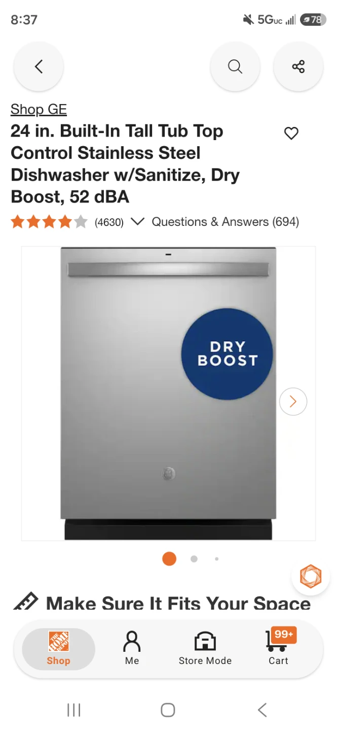 New GE 24 inch Built-In Stainless Steel Dishwasher