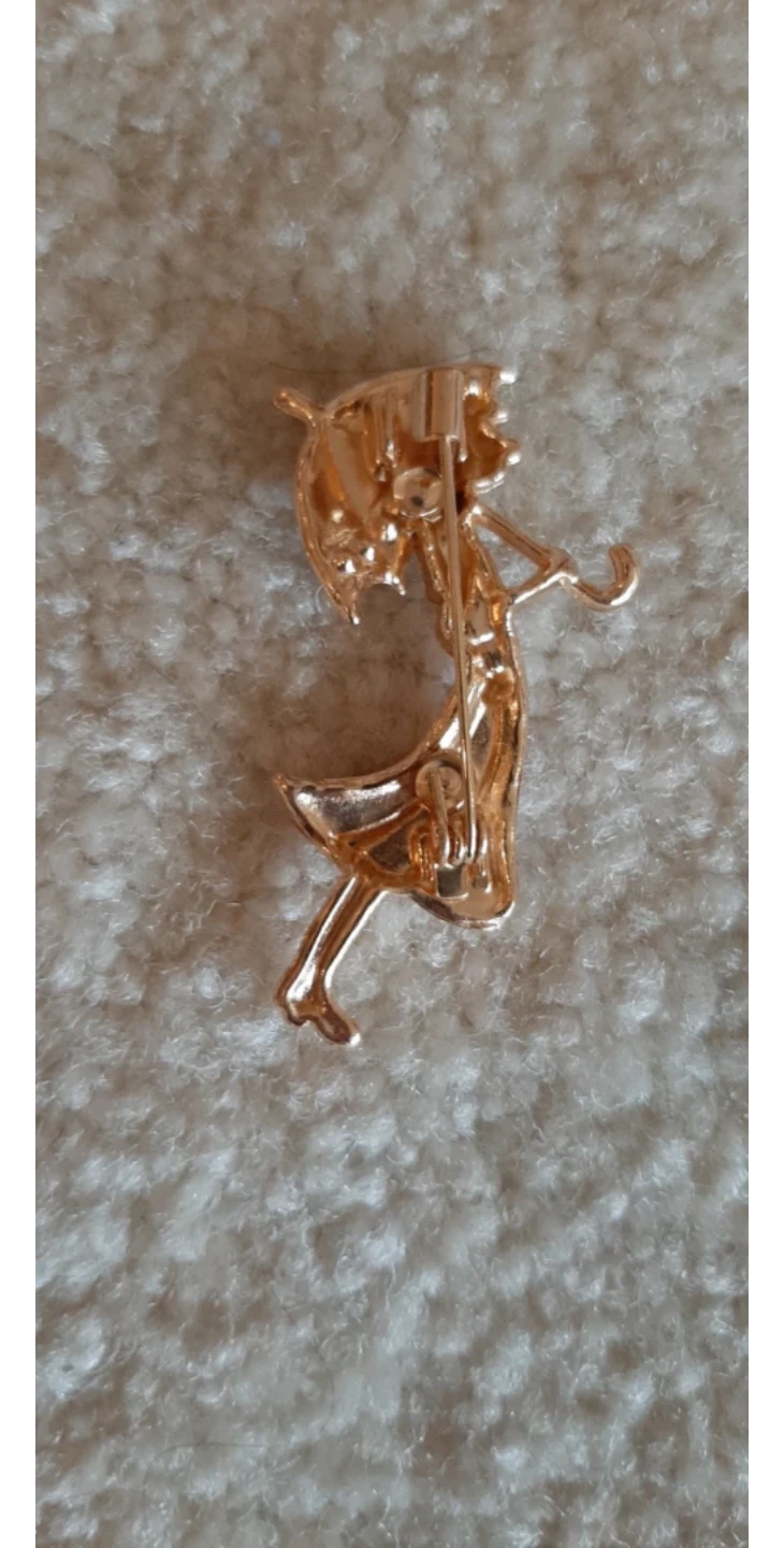 Girl in a red dress holding an umbrella brooch - photo 4