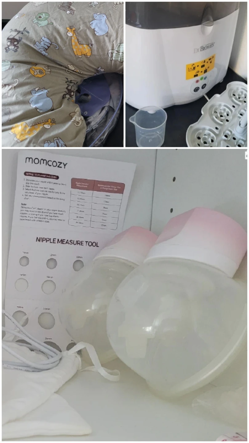 Breast Pump, sterilizer & nursing pillow