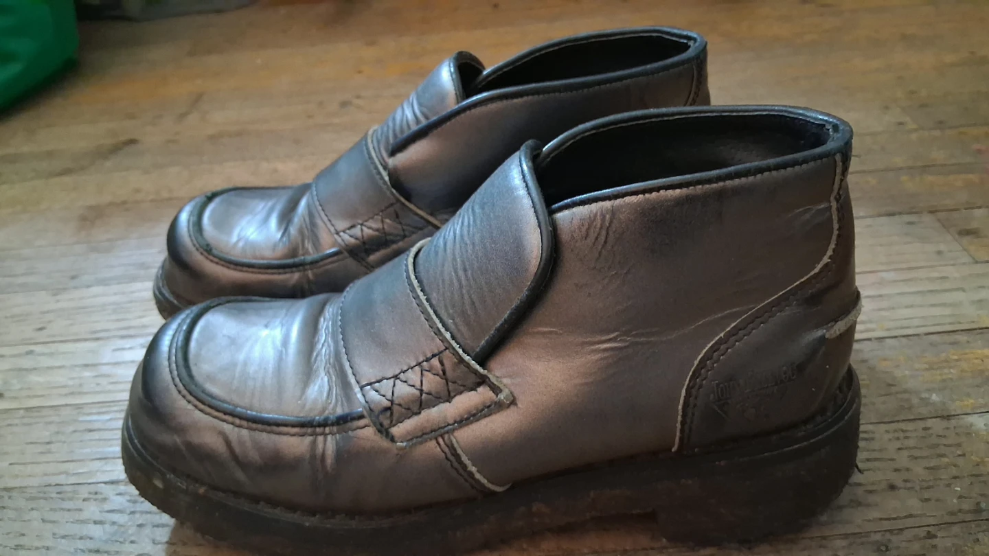 John Fluevog Silver Slip-on Shoes