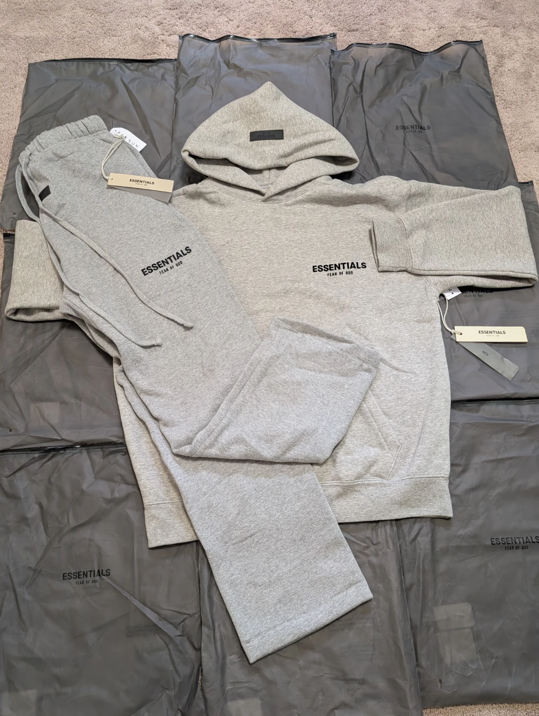 Essentials Fear of God Grey Hoodie and Sweatpants Set