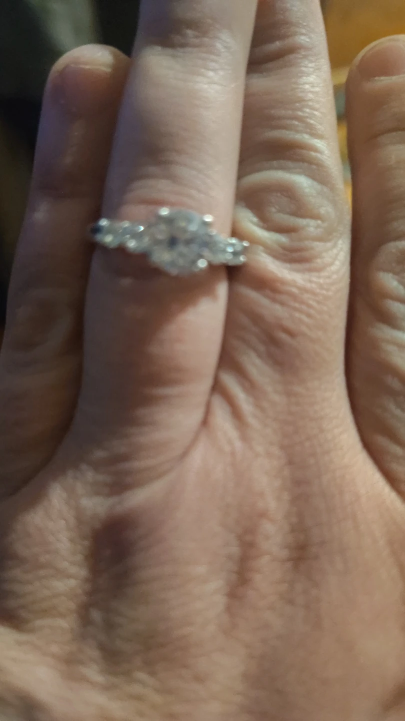 Three-Stone Silver Tone Ring - photo 3