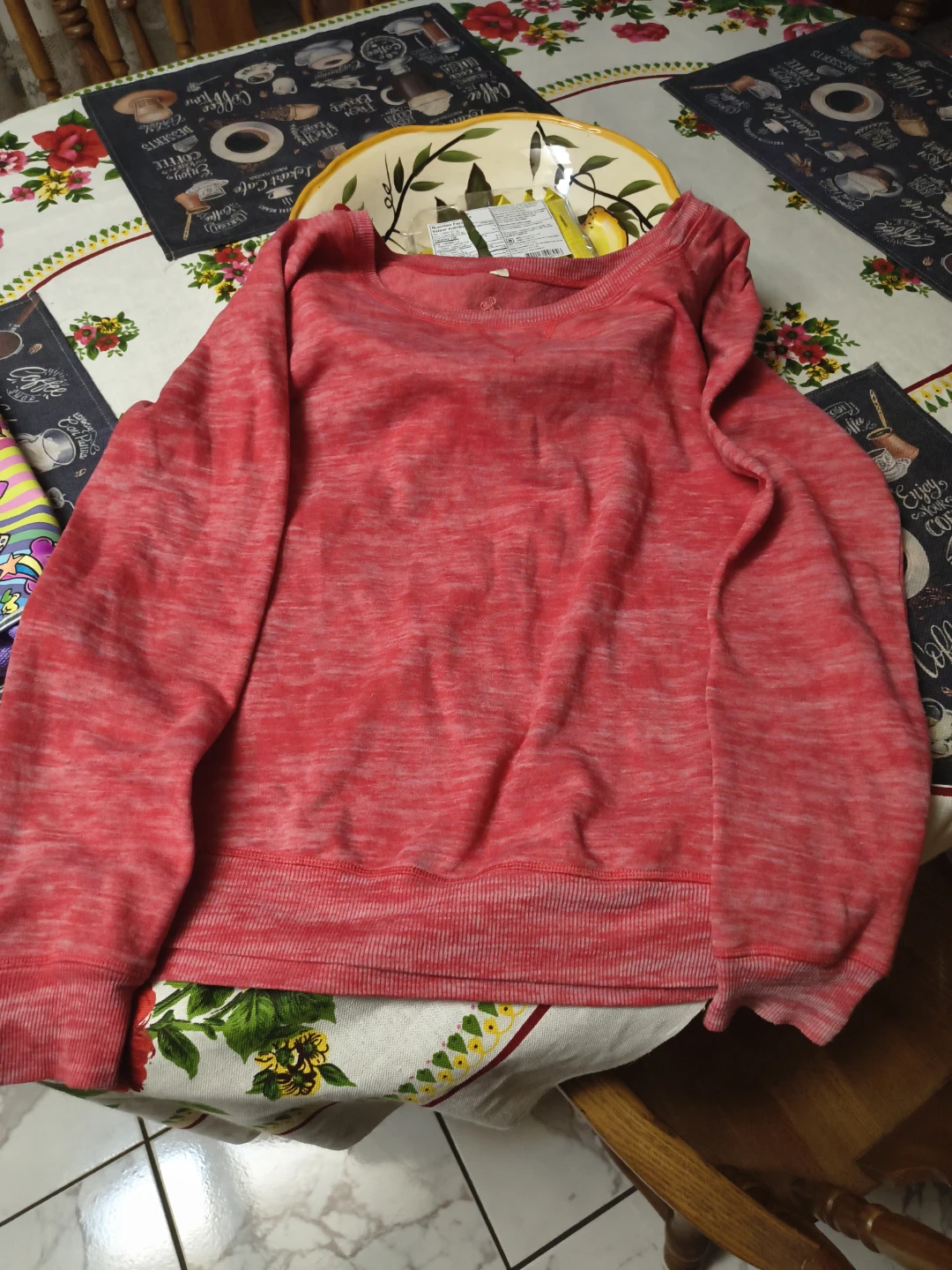 Red marled long sleeve pullover