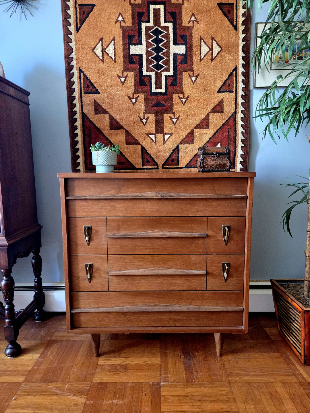 MCM Walnut Four Drawer Dresser