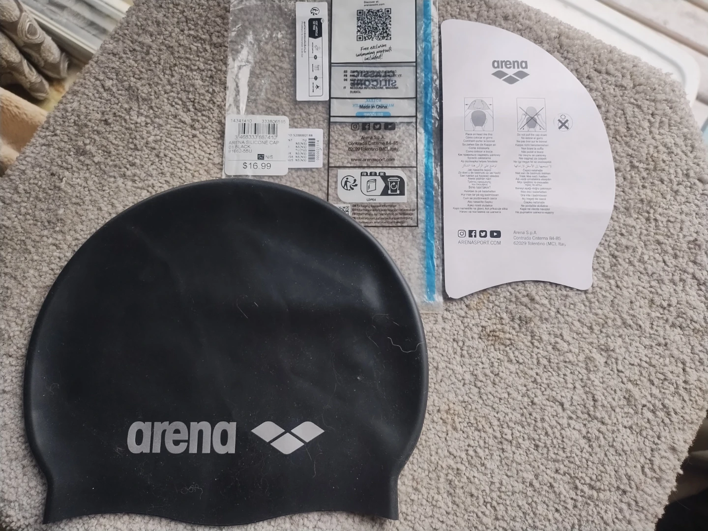 Arena Classic Silicone Swim Cap, Black