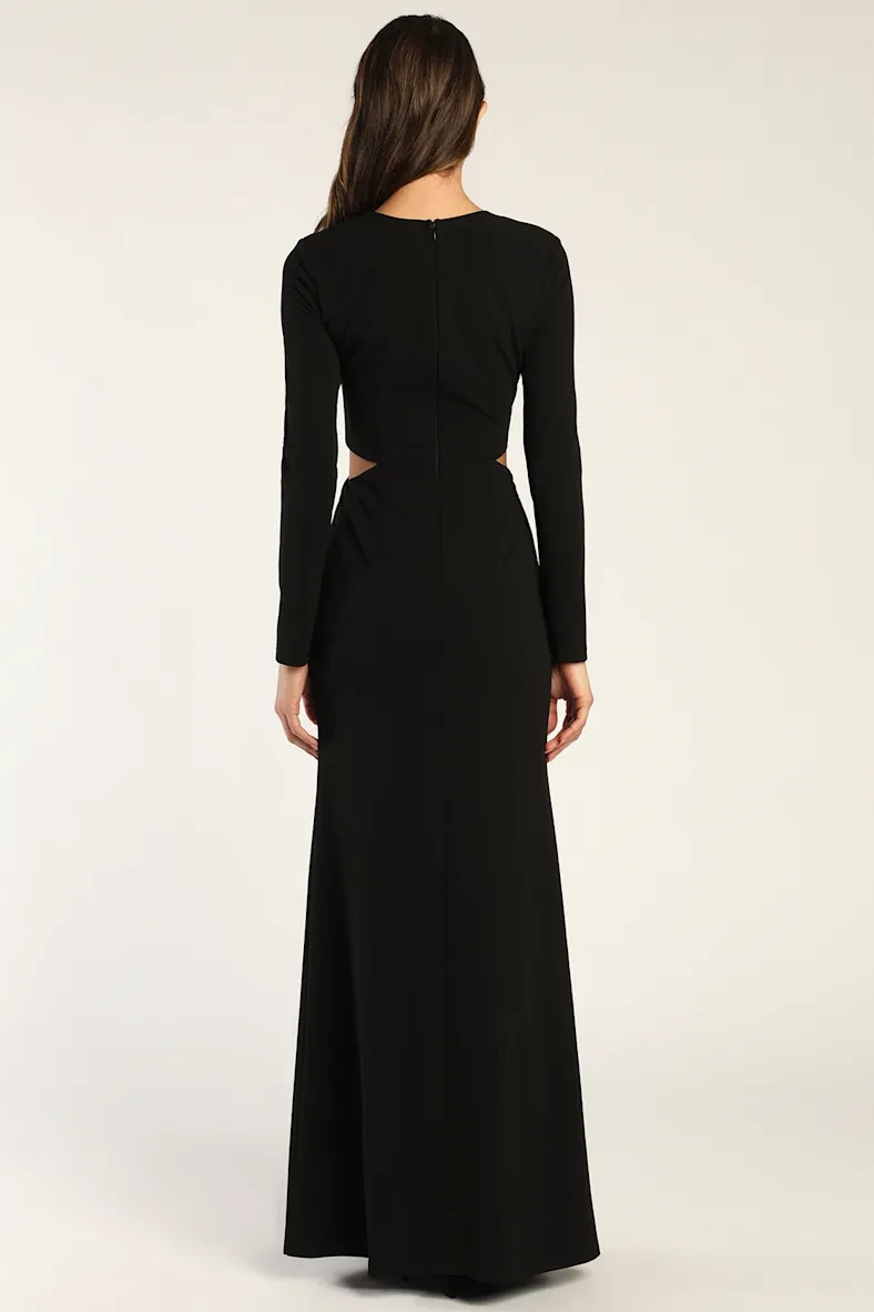Black Long Sleeve Cutout Maxi Dress.  Size Small  Brand new - photo 3