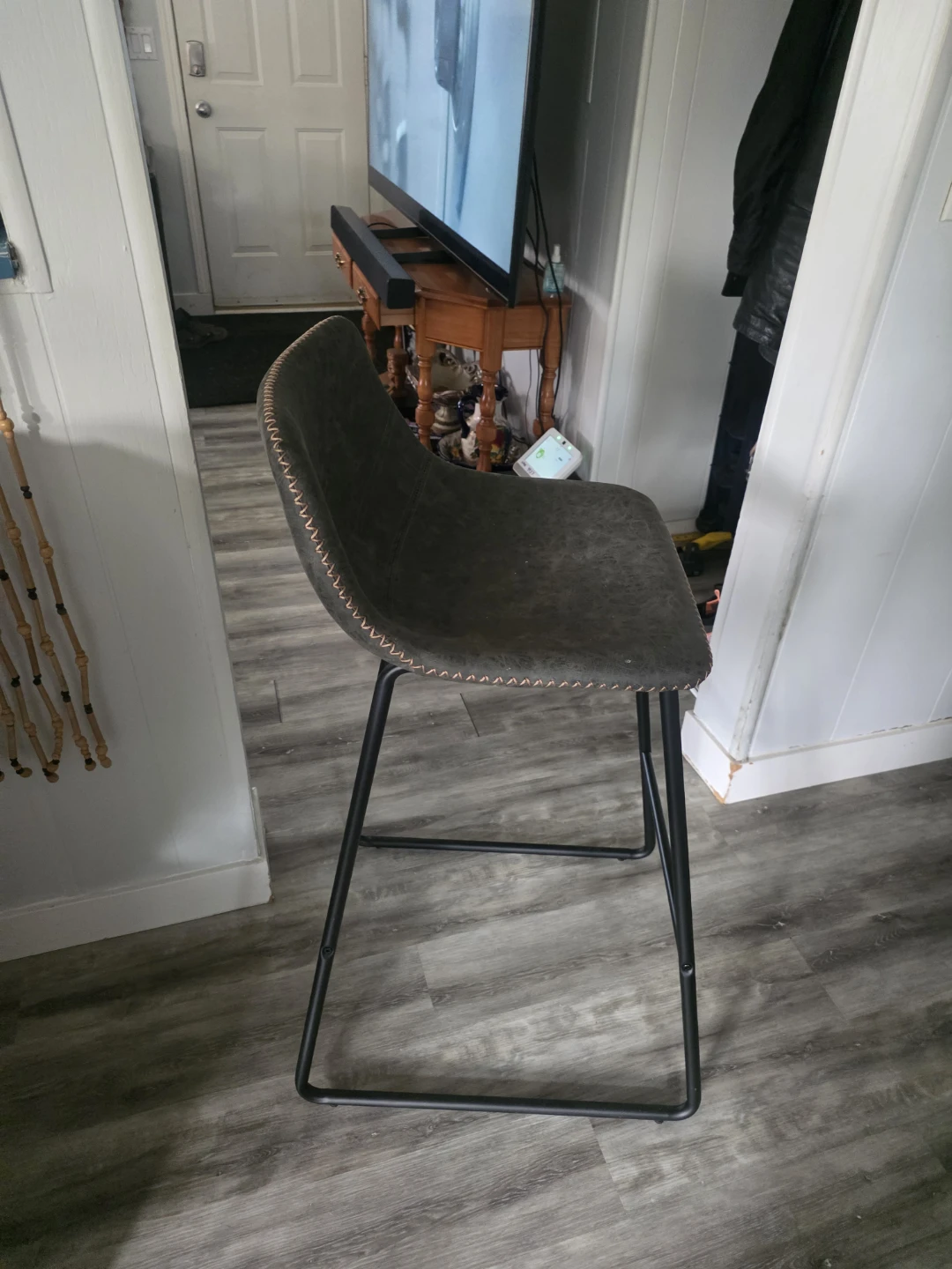 4 Dark Grey Faux Leather Bar Stools - photo 2