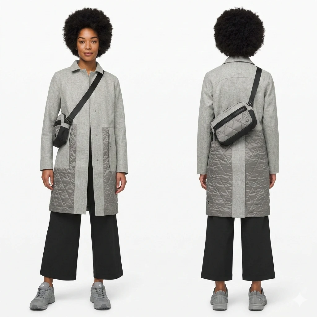 Lululemon Wool-Blend Quilted Long Coat (Size 6 / Grey) - photo 4