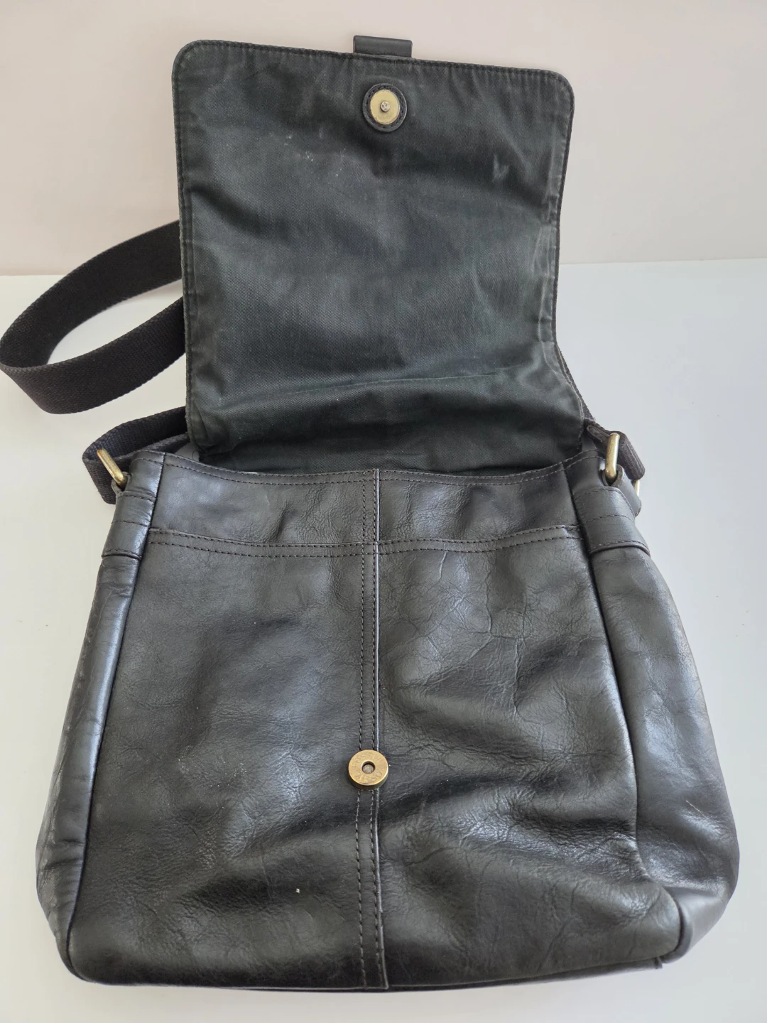 Fossil Black Leather Messenger Bag - photo 2