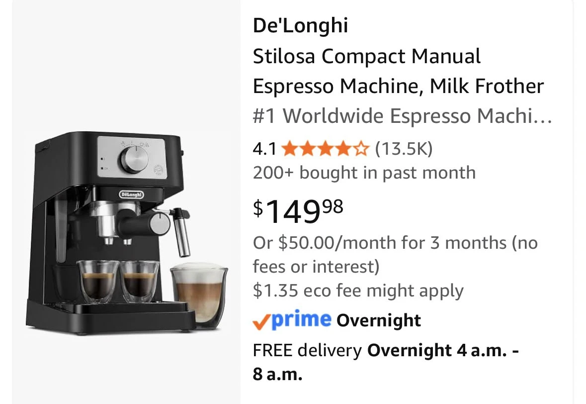De'Longhi Stilosa Compact Manual Espresso Machine - photo 3