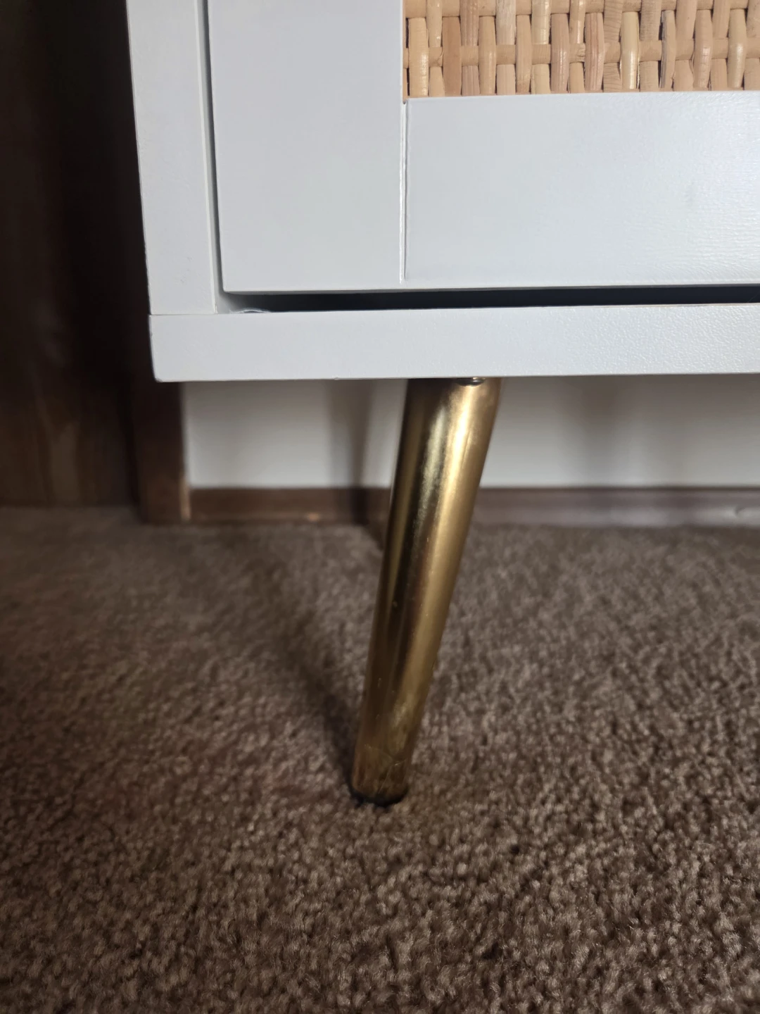 Three-Drawer Nightstand with Rattan Detail - photo 4