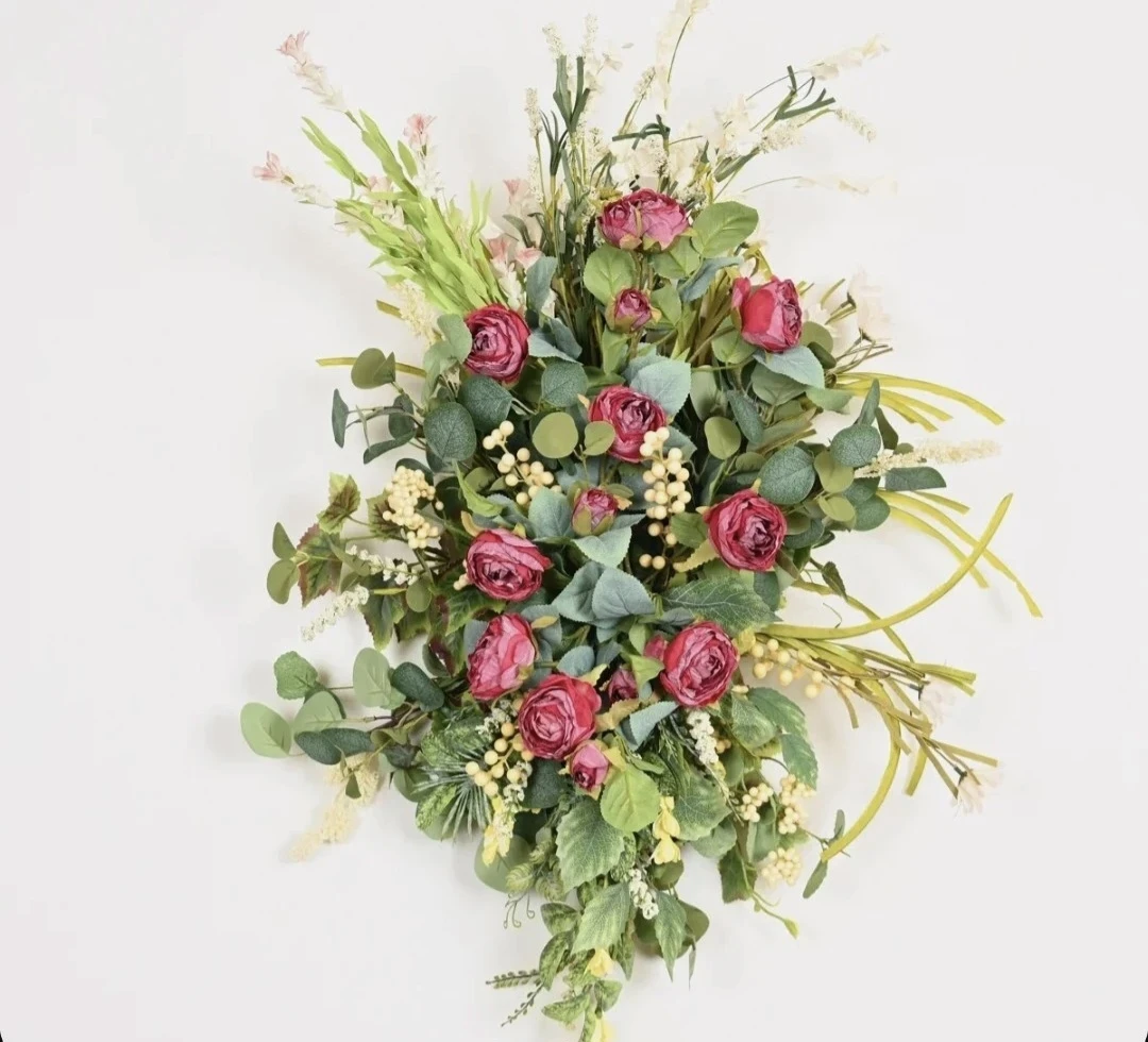 Artificial Floral Swag with Roses and Greenery