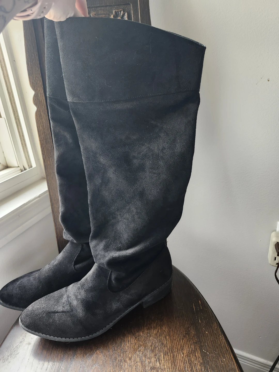 Black Faux Suede Boots Size 41