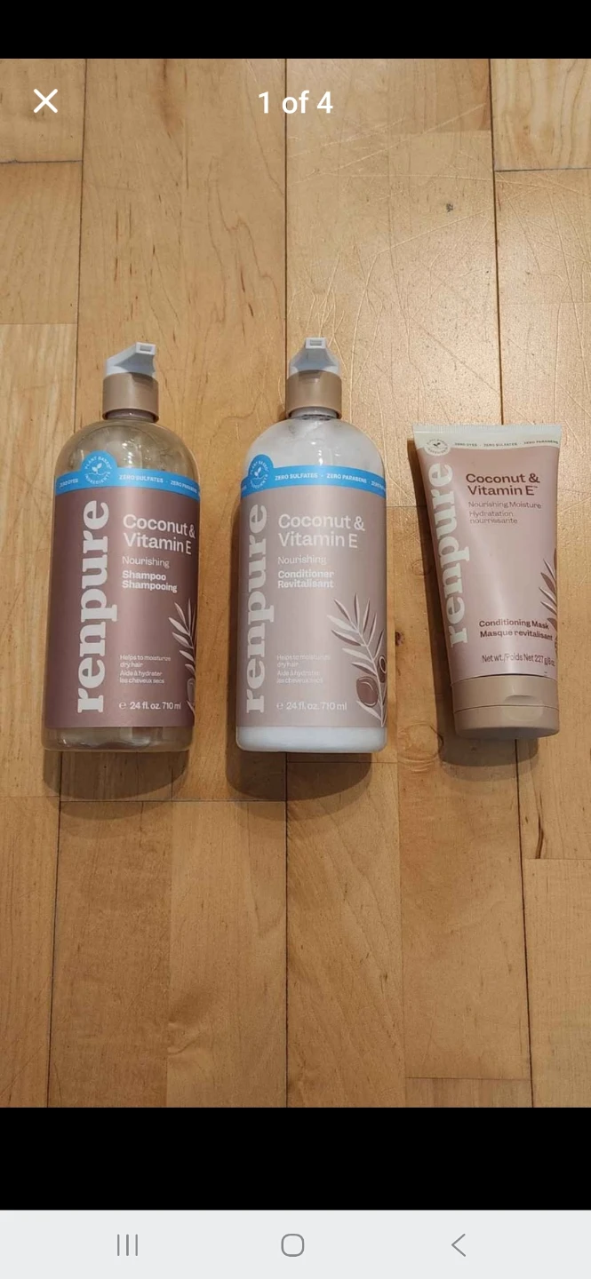 Renpure Coconut & Vitamin E Shampoo, Conditioner, Hair Mask