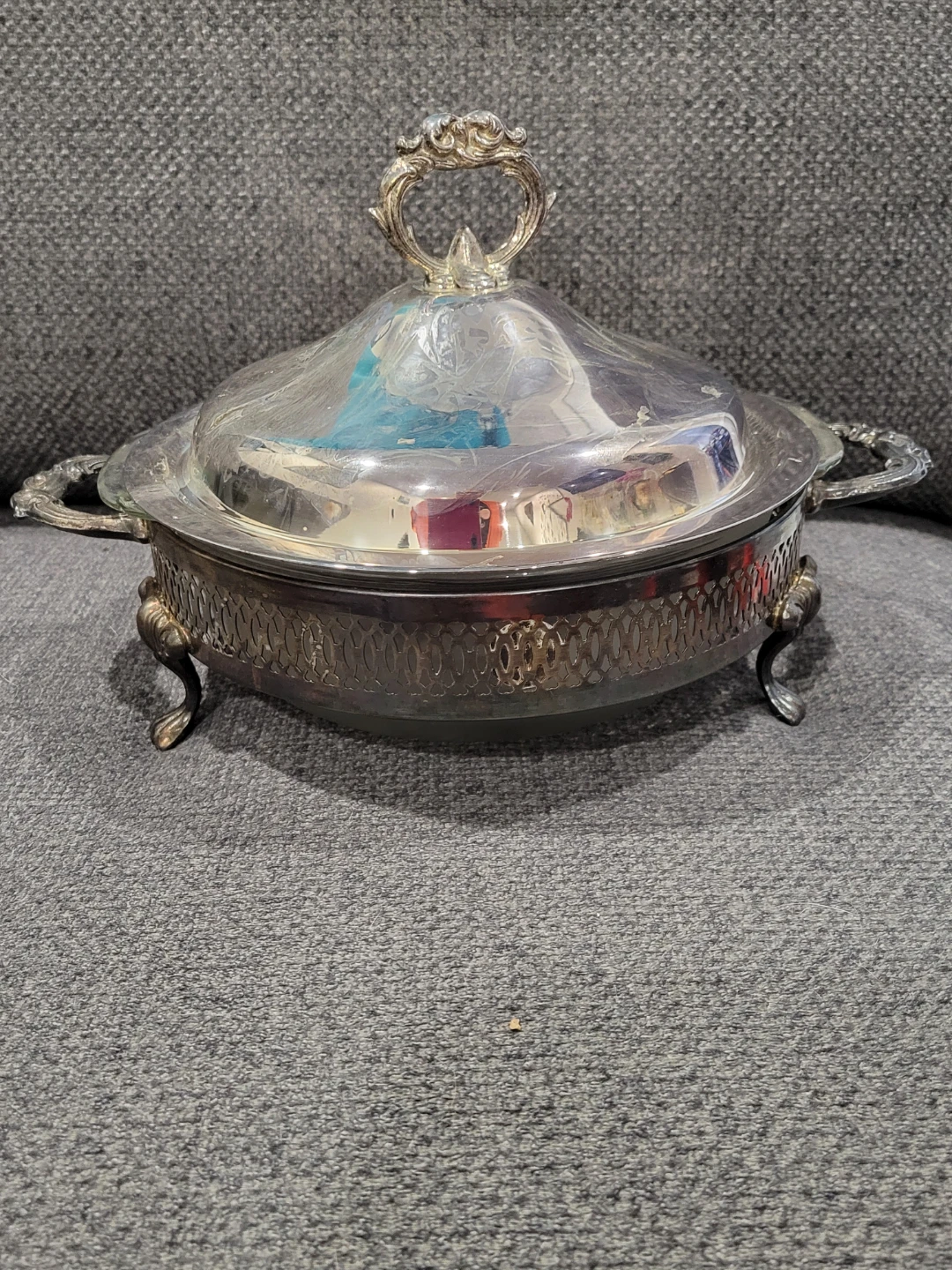 Silver serving dish with lid - photo 3