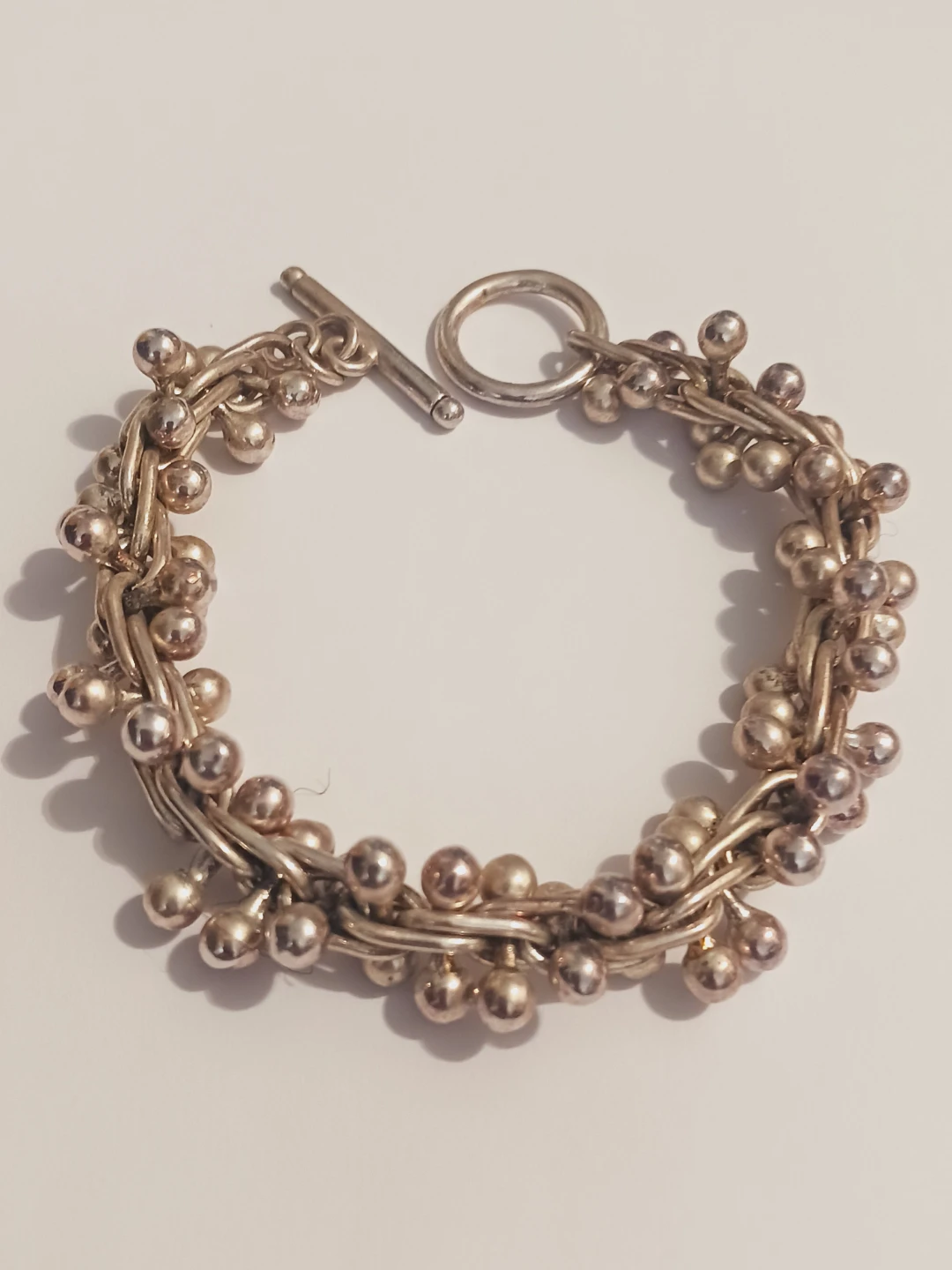 Gorgeous Cluster Bead Toggle 925 Clasp Bracelet - photo 3